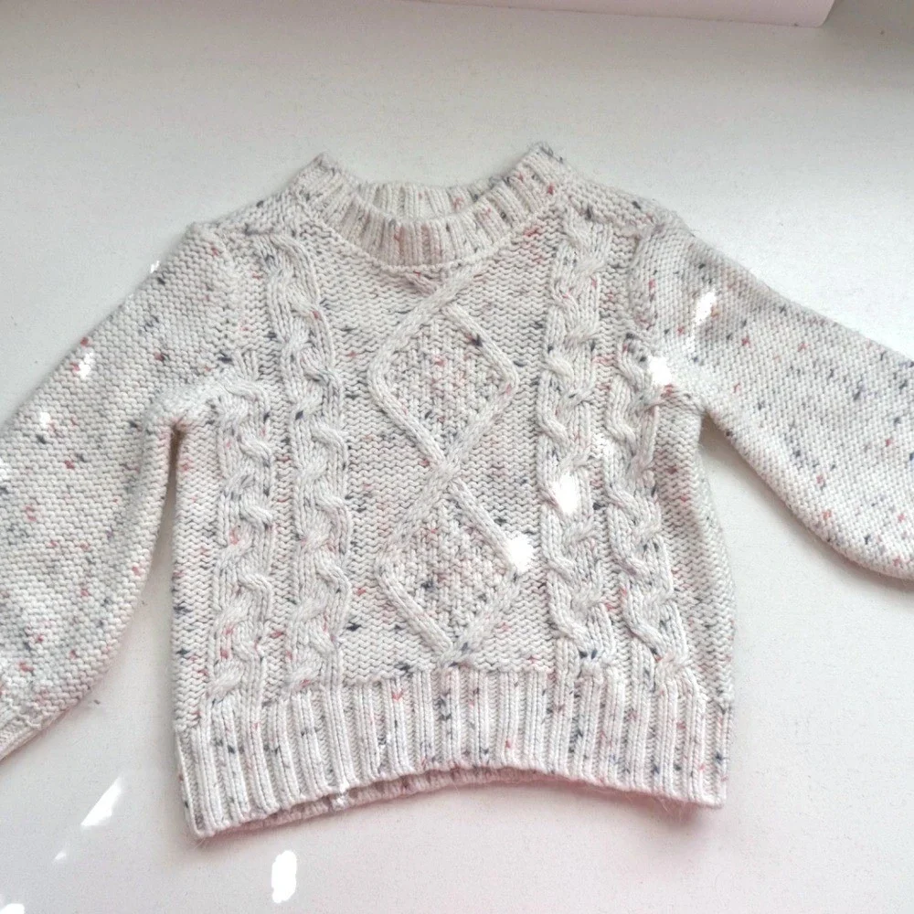 OshKosh Bgosh Kids Confetti Cable‎ Knit Sweater Cream Multi 24M